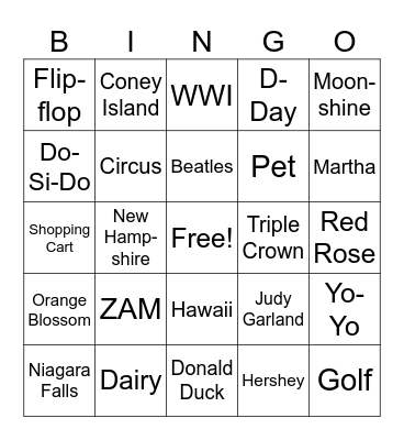 June Trivia Bingo Card