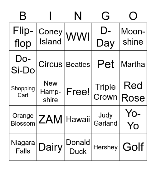June Trivia Bingo Card