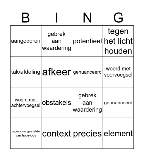 Woordjes H3 en H4 Bingo Card