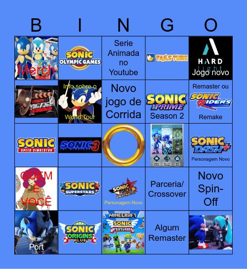 Sonic Central 2023 Bingo Card