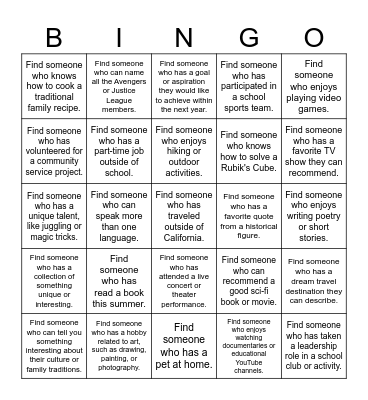 Amigo Bingo Card