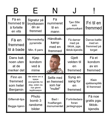 BENJ BACHELOR-PARTY Bingo Card