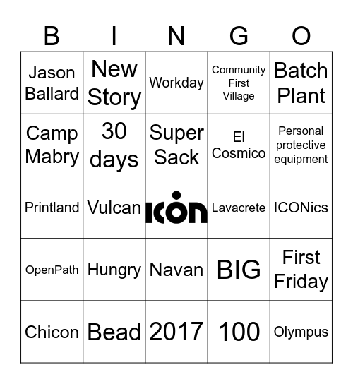 ICON BINGO Card