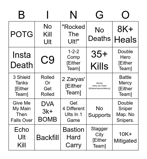 Emongg Overwatch bingo Card