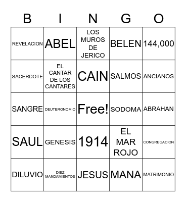 BIBLE BINGO Card