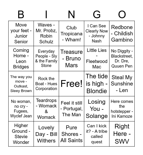 Music Bingo Card