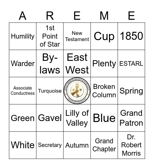 Queen Moremi Grand Chapter OES Bingo Card