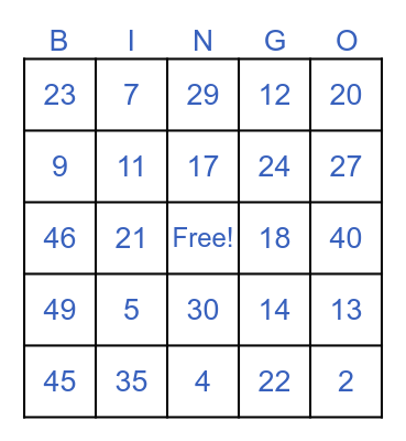 YVWD Safety Bingo Card