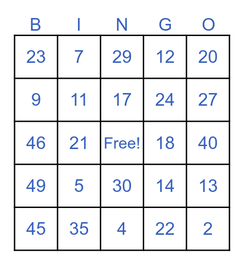 YVWD Safety Bingo Card