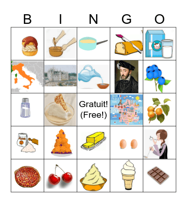 Pâtisseries 2023 Bingo Card