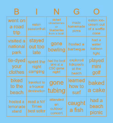 CSC Game Night Bingo Card