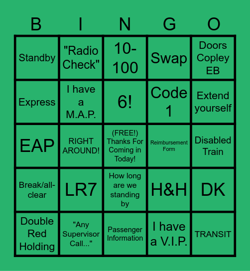 132 Radio Bingo Card