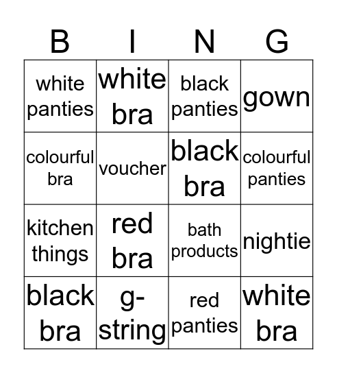 Bridal Shower Bingo Card