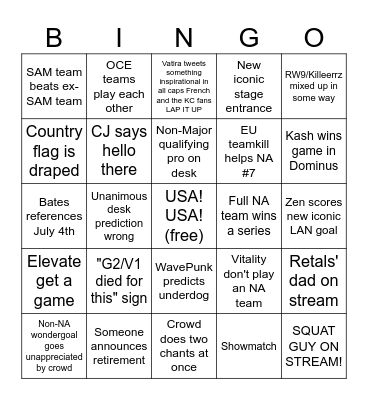 RLCS Spring Major Bingo Card