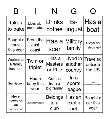 Get to Know the Team BINGO Card