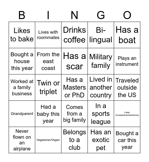 Get to Know the Team BINGO Card