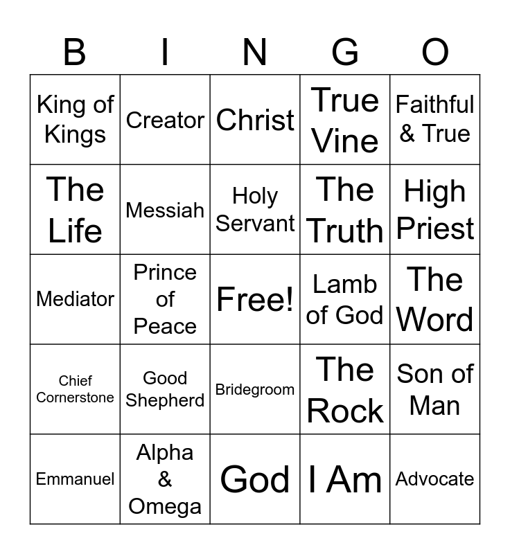 Names And Titles Of Jesus Bingo Card