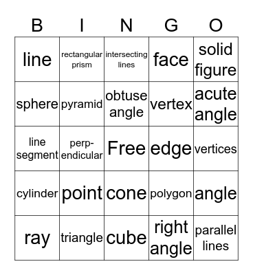 Geometry Bingo Card