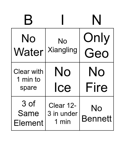 Untitled Bingo Card