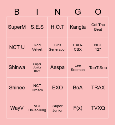 SMTOWN! Bingo Card