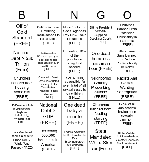 Communist Bingo Card