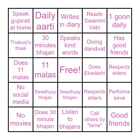 Our Journey with Divine Bingo Card