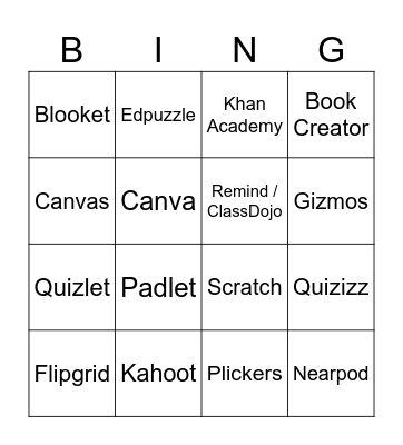 Technology Apps Bingo Card