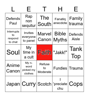 LetheWaterKai BINGO Card