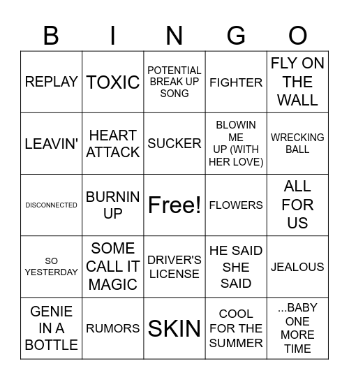 2/26- Disney Stars Bingo Card