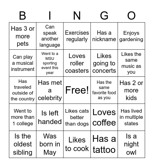 Find Someone Who... Bingo Card