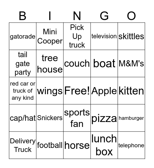 Super Bowl Commercials Bingo Card