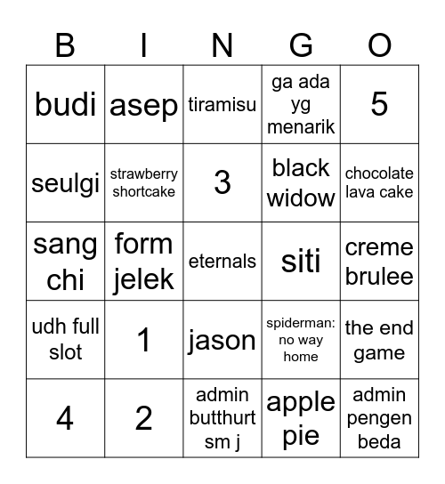 seul’s Bingo Card