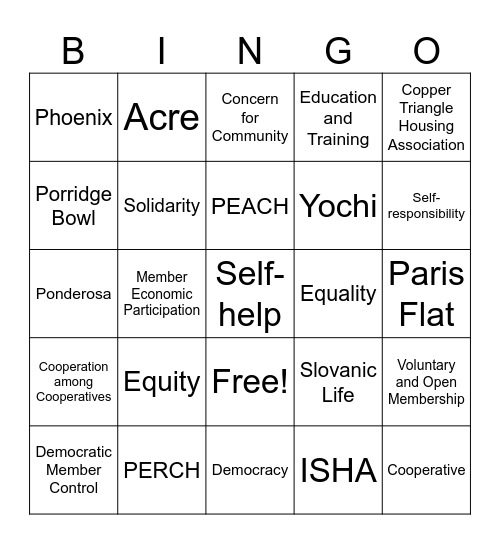 Co-op Quiz Bingo Card