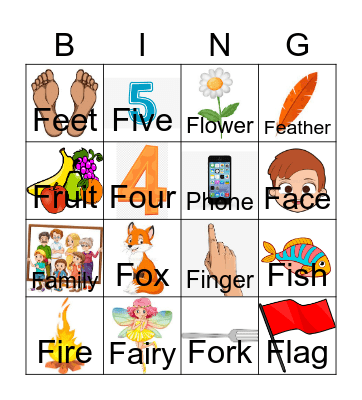 Initial /F/ Bingo Card