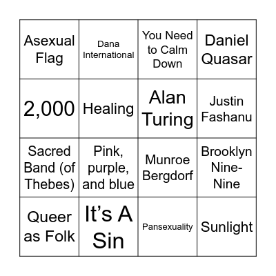 Pride Bingo Card