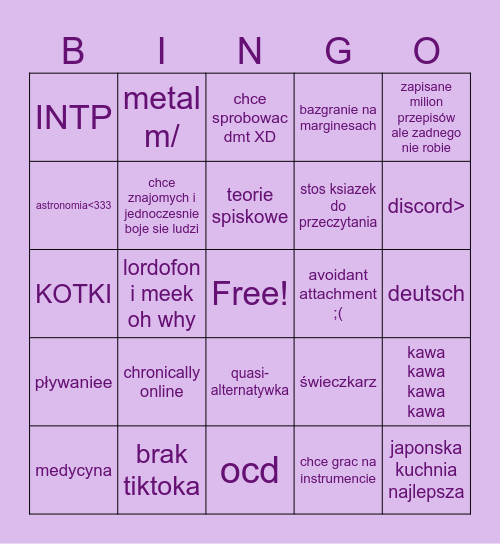 eliyen's bingo Card