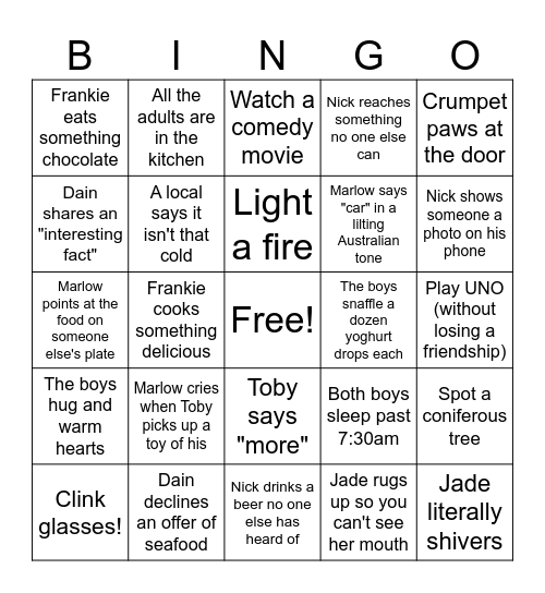 Bundanoon Bingo Card