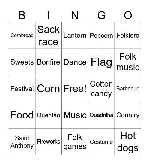 June Festival Bingo Card
