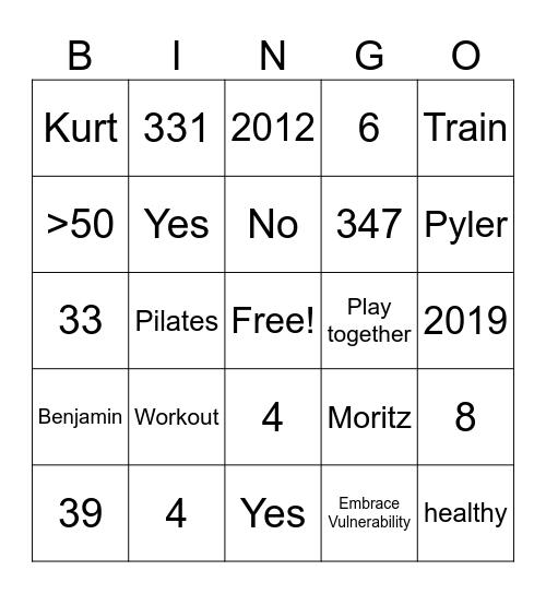 Urban Sports Club Bingo Card