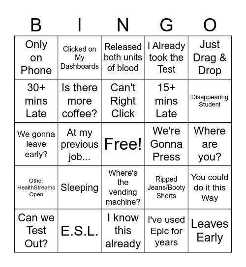 EPIC CT BINGO Card