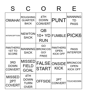 SUPER BOWL 50! Bingo Card