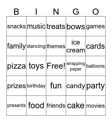 birthday bing Bingo Card