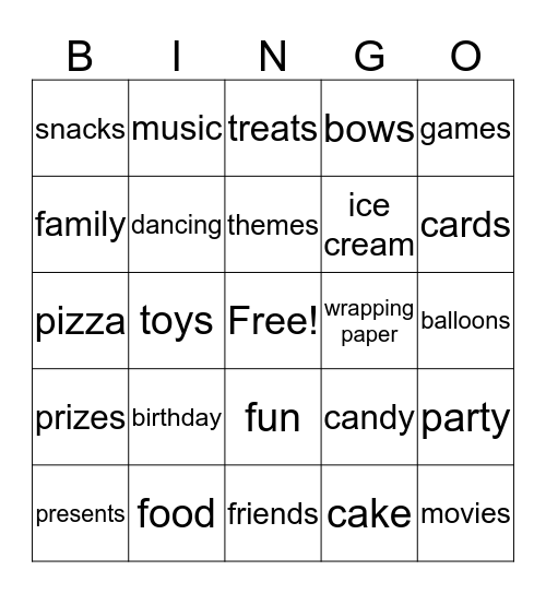 birthday bing Bingo Card