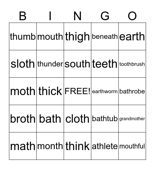 TH Bingo Card