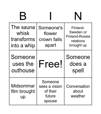 Midsummer Bingo Card