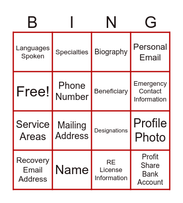 Command Bingo Card