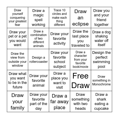 Drawing Challenge Card Bingo Card