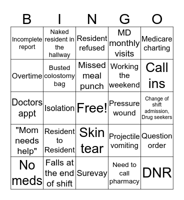 Nurse BINGO Card