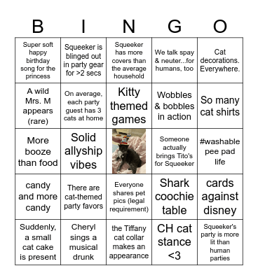 Squeeker's Bingo Card