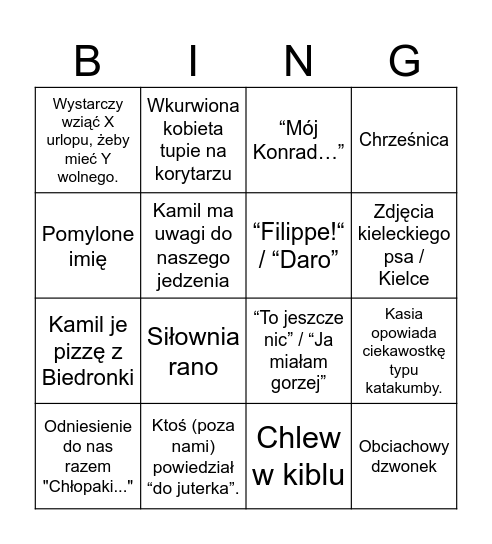 Biurowe bingo Card